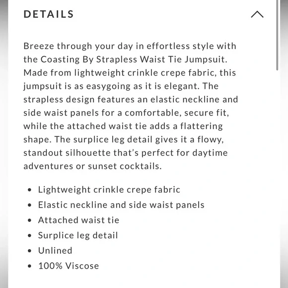 Vici Off Shoulder Strapless Wide Leg Jumpsuit Size L NWT - Picture 7 of 15